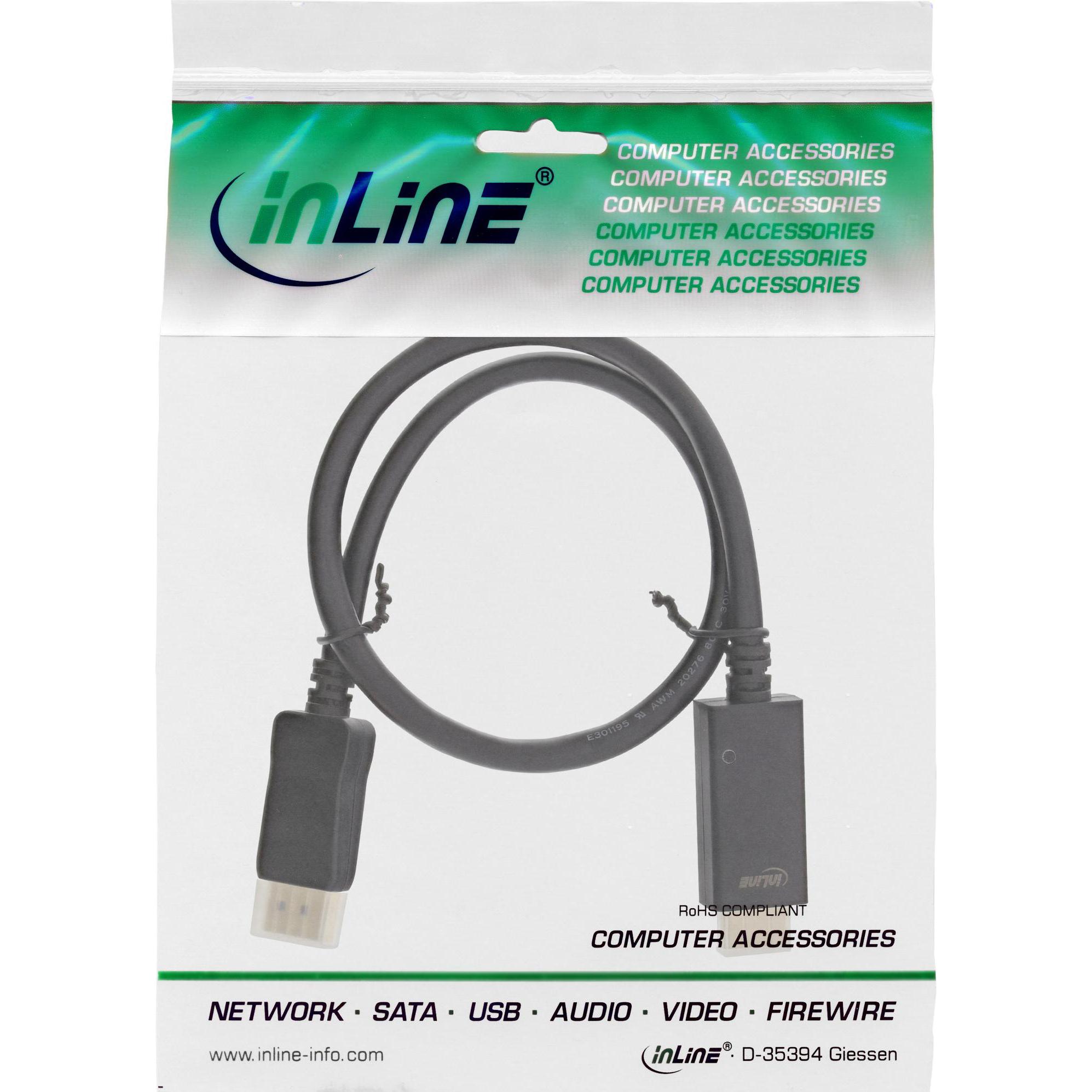 Thumbnail - InLine DisplayPort — HDMI (Typ A) (1.50 m, HDMI, DisplayPort), Video Kabel