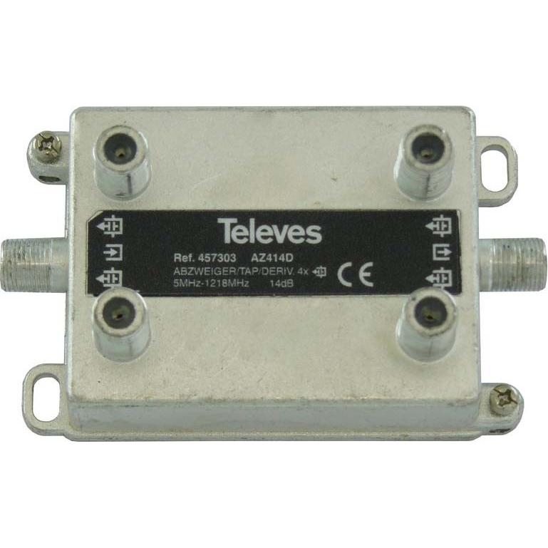 Televes AZ414D 4-fach Abzweiger 5-1218 MHz AD:14dB 457303 (Verteiler und Abzweiger), Antennenkabel