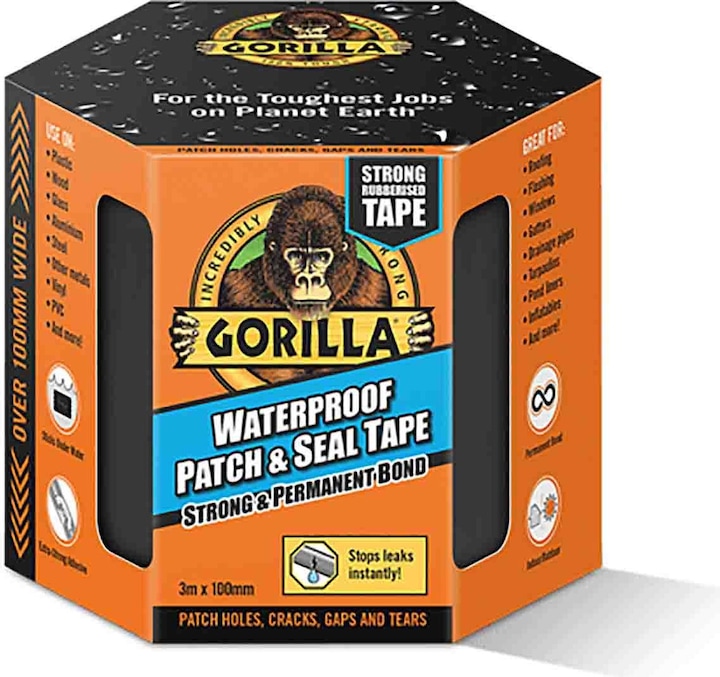 Immagine prodotto Gorilla 3044720 Armour Tape, nastro adesivo PE nero, 0,86 mm x 100 mm x 3 m (100 mm)
