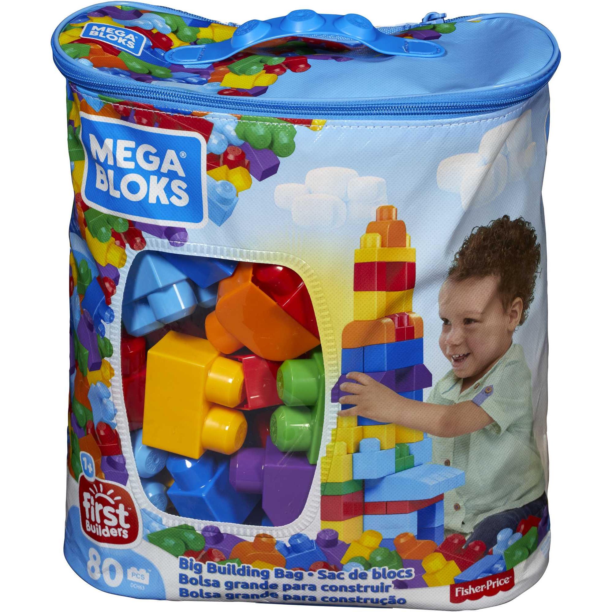 Mega Bloks Sacca Eco 80 Blocchi First Builders Blu