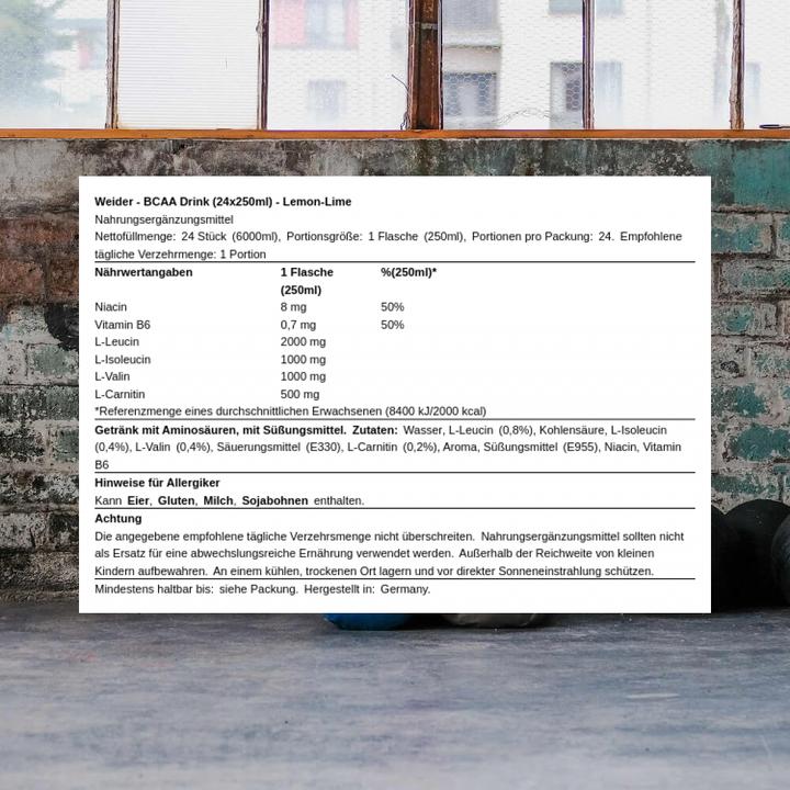 Produktbild Weider BCAA Drink (Limette, Zitrone, 24x)