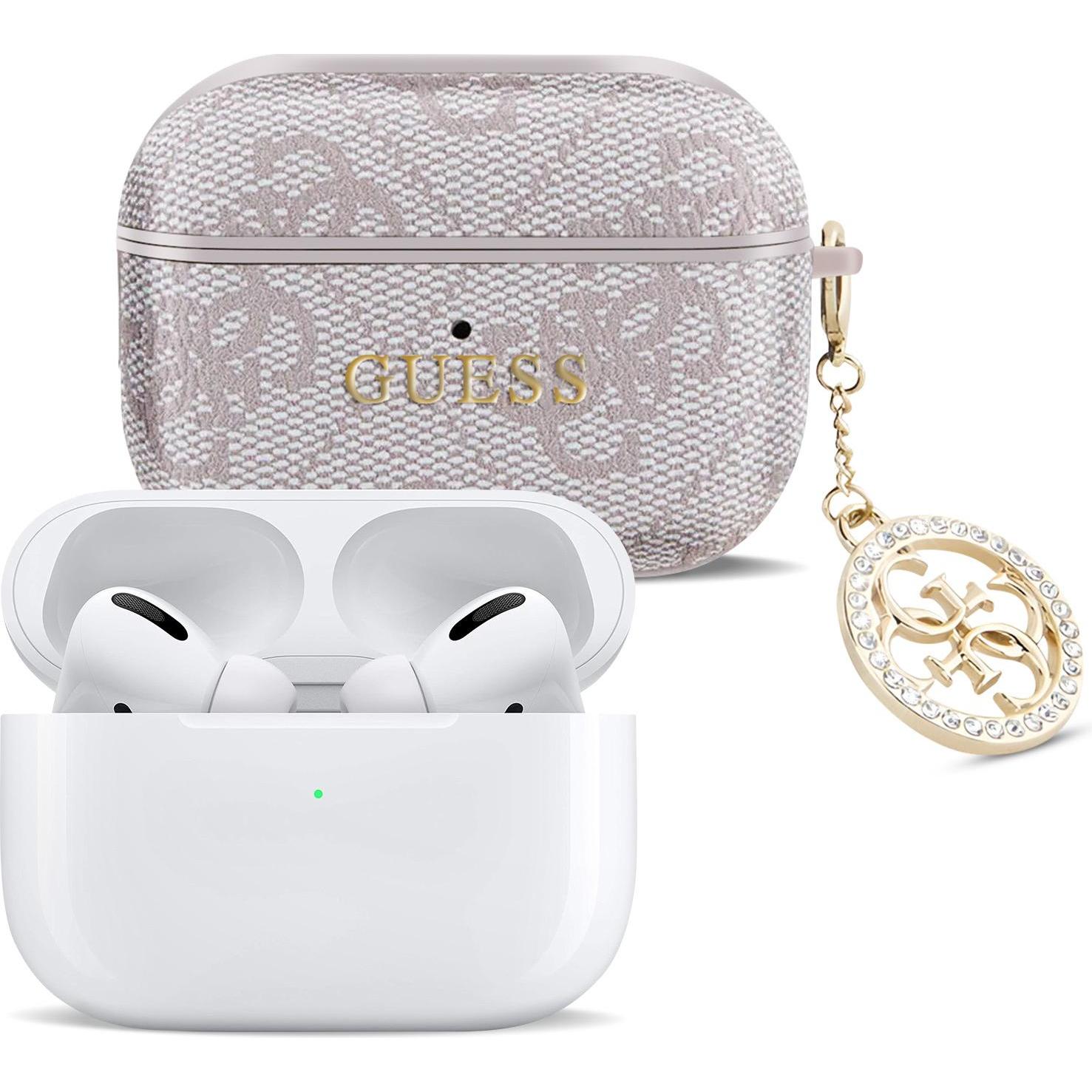 Thumbnail - Guess Cover für Airpods Pro 4G Script mit glitzerndem Charm mit Strassverzierung (Kopfhörer Hülle), Kopfhörertasche + Sc...