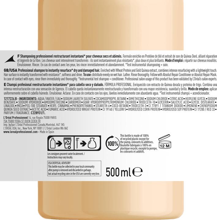 Immagine prodotto L'Oréal Professionnel Shampoo riparatore assoluto (500 ml, Shampoo liquido)