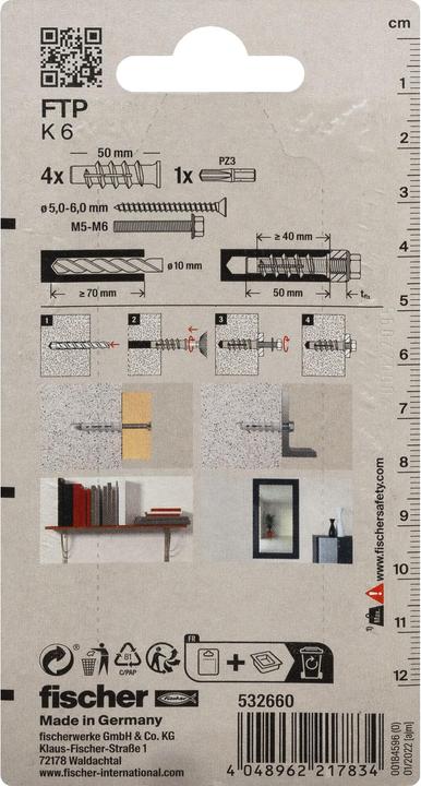 Image du produit Fischer Turbo Tampon pour béton cellulaire FTP K 6 K (4) (4 pcs)