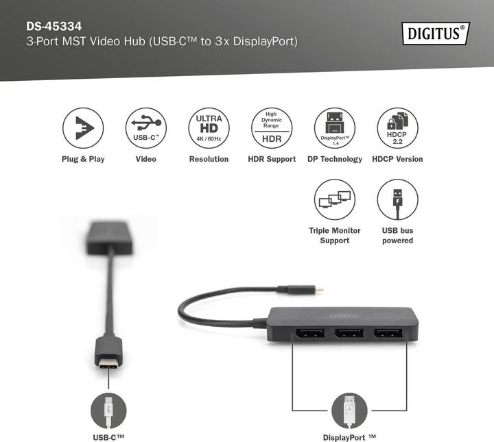Produktbild Digitus DS-45334 (USB-C, 3 Ports)