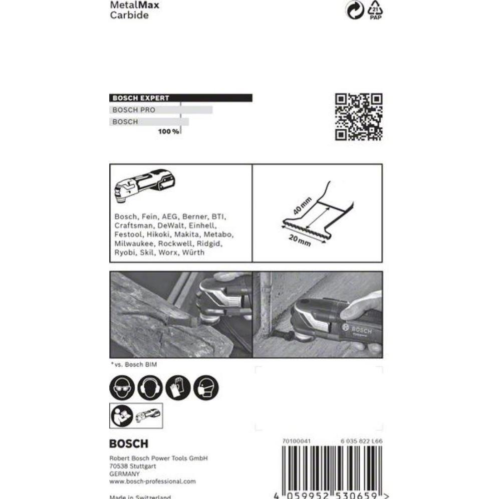Thumbnail - Bosch Professional Zubehör, Sägeblatt, EXPERT MetalMax AIZ 20 AIT Blatt für Multifunktionswerkzeuge, 40 x 20 mm, 5 Stück
