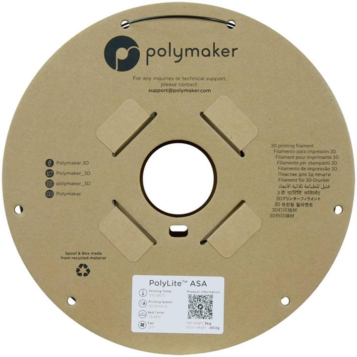 Actual product image Polymaker PolyLite ASA Black 1.75 mm 3,000 g (ASA, 1.75 mm, 3000 g)