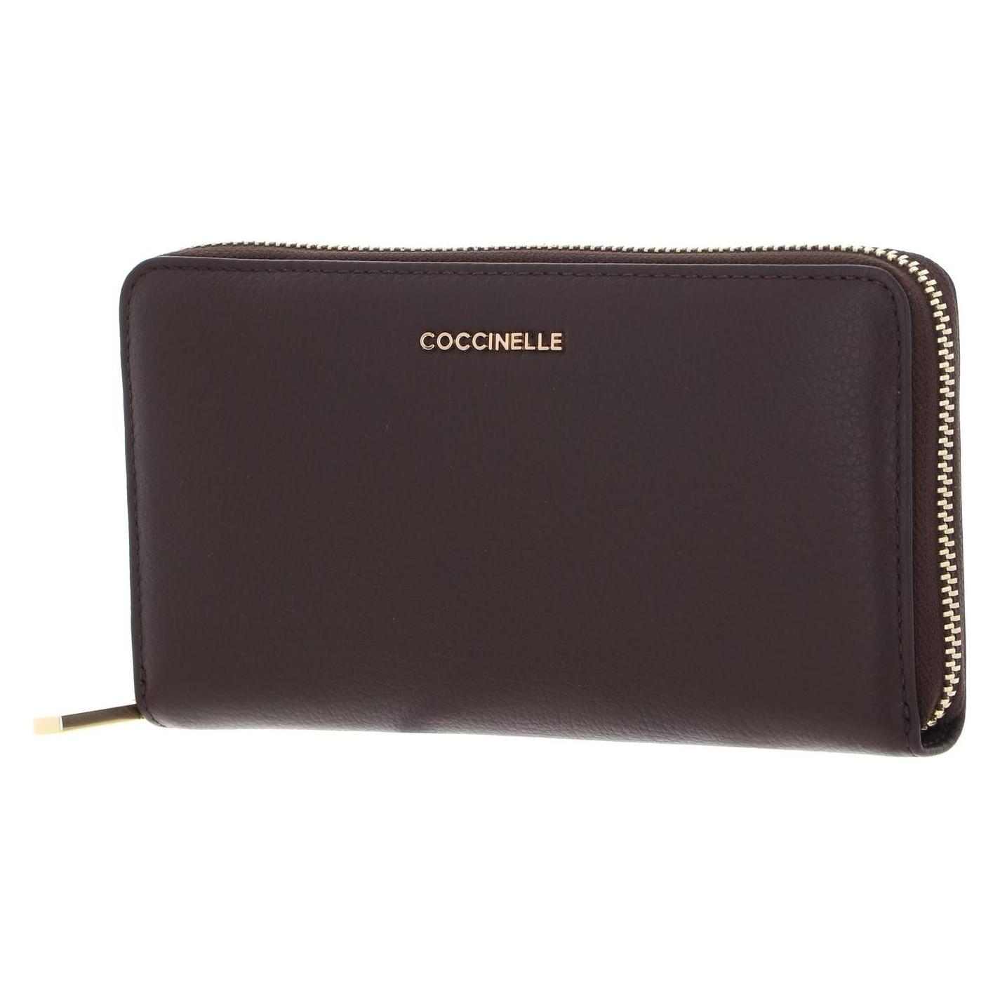 Coccinelle, Damen, Portemonnaie, Metallic Soft Wallet Grained Leather, Braun