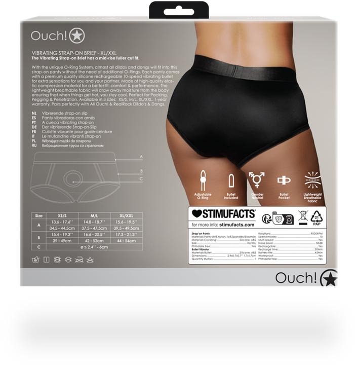 Actual product image Ouch! Vibrating Strap-on Brief - XL/XXL