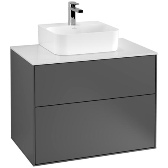 Villeroy & Boch, Waschbeckenunterschrank, V&B Waschtischunterschrank FINION 800x603x501mm Abdpl Glas wh ma anthr. ma (80...
