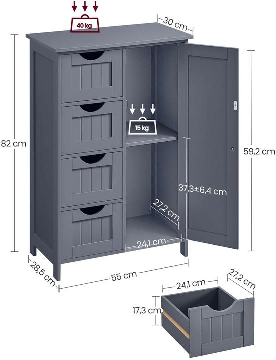 Produktbild Vasagle Felix (55 x 28.50 x 82 cm)