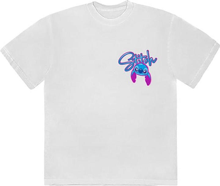 Actual product image Lilo & Stitch Unisex Adult Spray Paint Back Print T-Shirt (S)