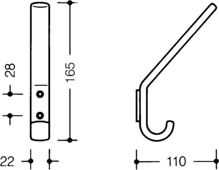 Produktbild Hewi Garderobenhaken 477.90.070 einfach Ausladung 108 mm Polyamid 99 reinweiss Höhe 163 mm