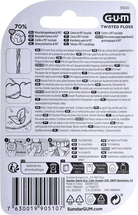 Produktbild Sunstar Gum GUM Twisted Floss Zahnseide 30m gewachst (30 m)
