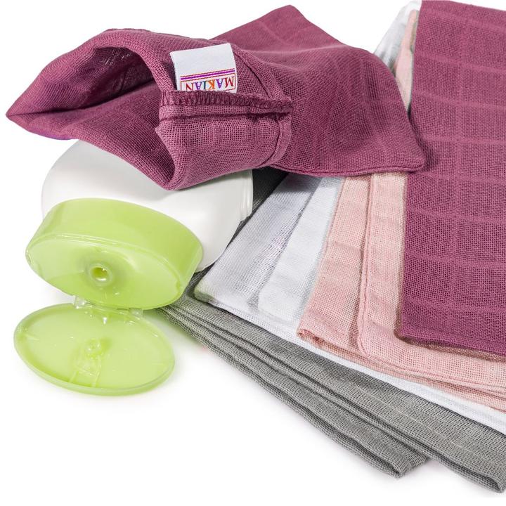 Image du produit Makian Gant de toilette & Gant de toilette bébé Gant de toilette en gaze, paquet de 8 15 x 20 cm - Orchidée