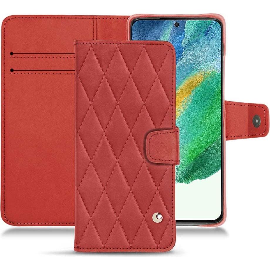 Noreve Lederschutzhülle Wallet (Samsung Galaxy S21 FE), Smartphone Hülle, Rot