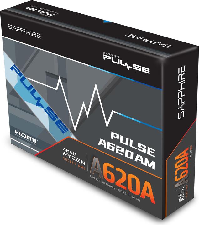 Immagine prodotto Sapphire PULSE A620AM 1xHDMI 1.4 1xDP 1.2 (AM5, AMD A620, mATX)