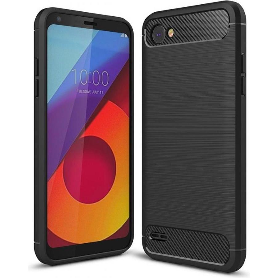 Screenguard LG Q6 Hülle Carbon Brushed Soft TPU (LG Q6), Smartphone Hülle, Schwarz