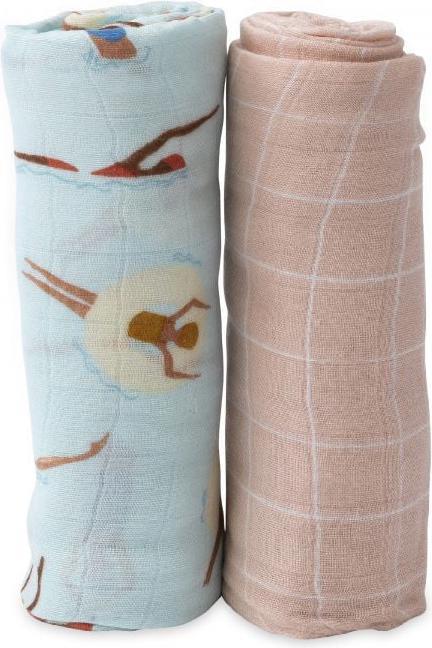 Produktbild little unicorn Deluxe Muslin Swaddle 2 Pack - Swim Cap Set (120 cm, 120 cm)