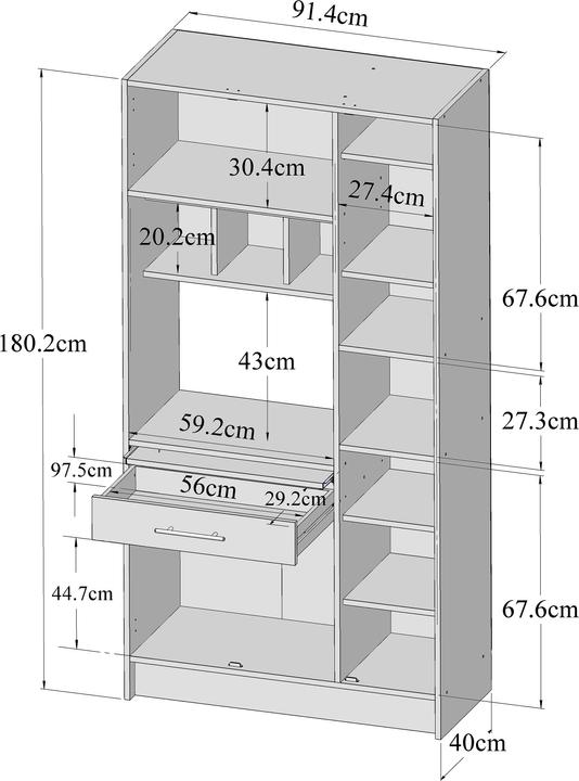 Actual product image Temahome Louise (91 x 40 x 180 cm)