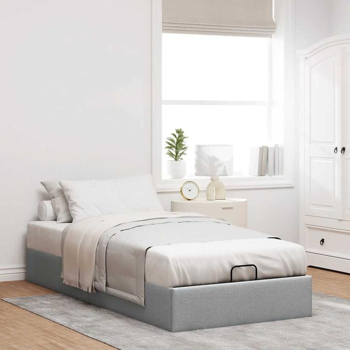 Produktbild VidaXL Ottoman-Bett ohne Matratze Hellgrau 160x200 cm Stoff (160 x 200 cm)