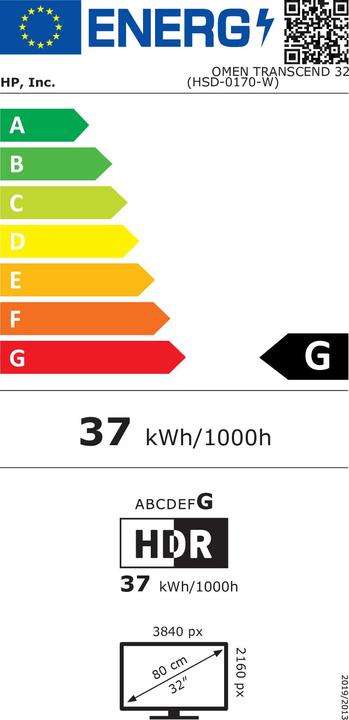 Energie-Label HP Monitor Omen Transcend 32 9R181E9 (3840 x 2160 Pixel, 31.50")