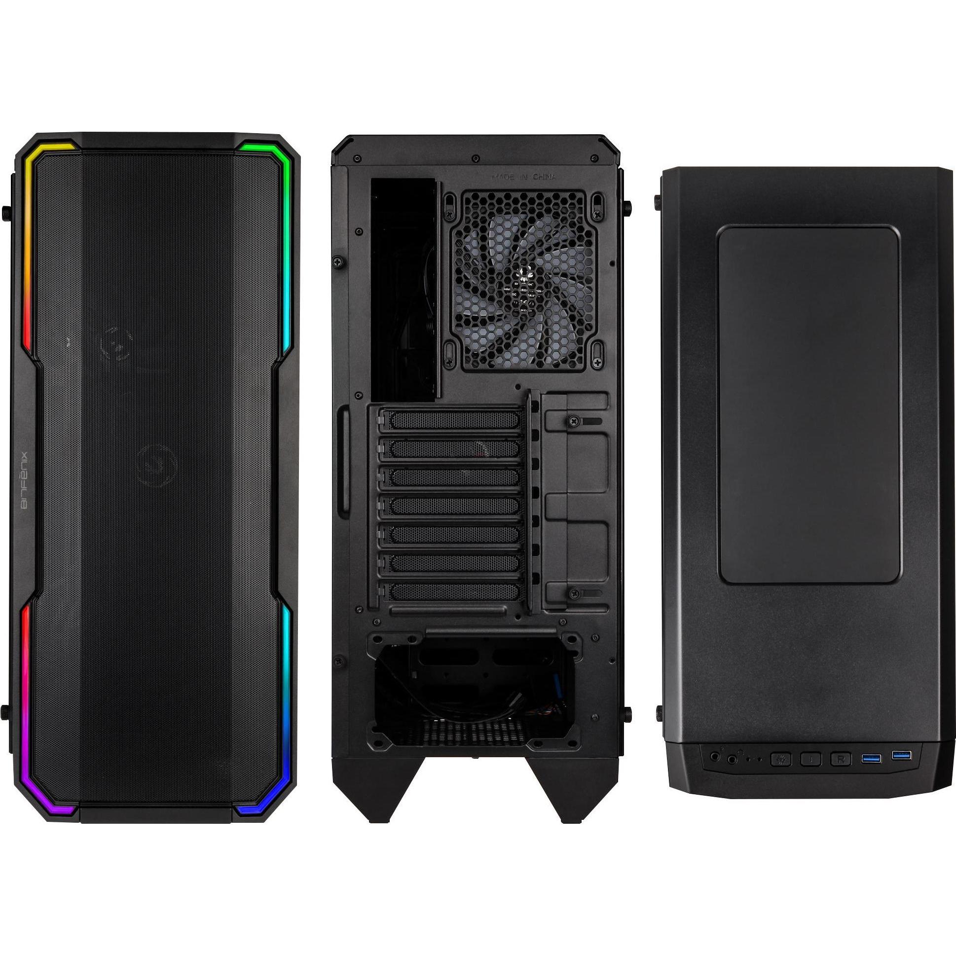 BitFenix Enso Mesh RGB (E-ATX, ATX, mATX, Mini-ITX), PC Gehäuse, Schwarz, Transparent