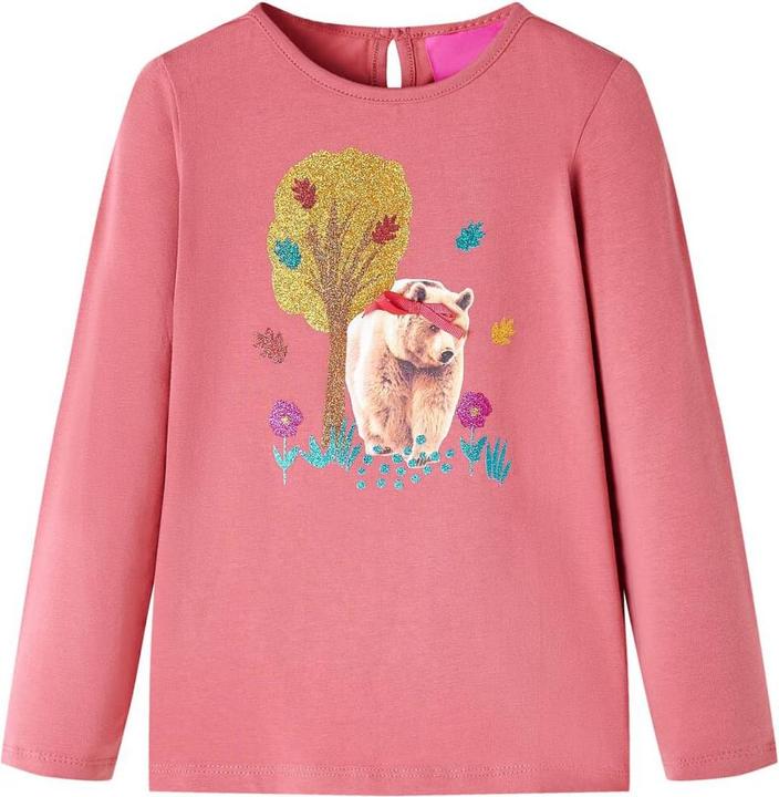 Produktbild vidaXL Kinder-Langarmshirt Altrosa 140,Material: 95 % Baumwolle. 5