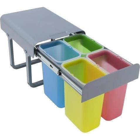 Teka INTRA JUVEL Affaldssystem på udtraeksskinner. Con 4 persone, Pattumiera, Grigio, Multicolore