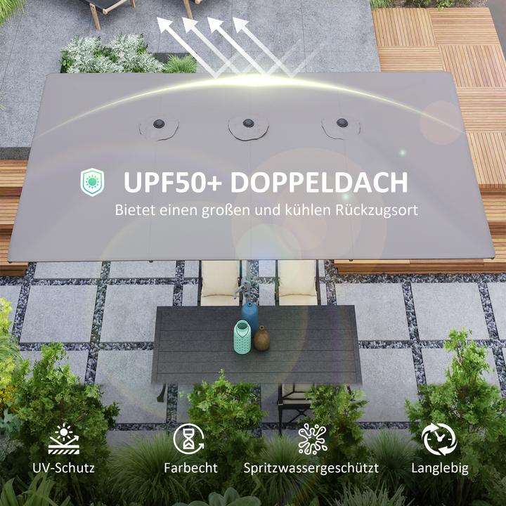 Image du produit Outsunny Doppelsonnenschirm Aluminium, Polyester Dunkelgrau (2.64 m)