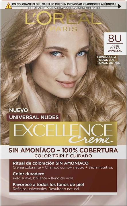 Produktbild L'Oréal Paris Excellence Creme Universal Nudes 8U Hellblondes Haarfärbemittel (Nº 8.0-rubio claro)