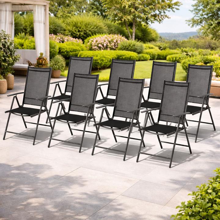 Produktbild Mojawo 8 Stk. Garten Klappstuhl Aluminium - Textilen Anthrazit / Anthrazit