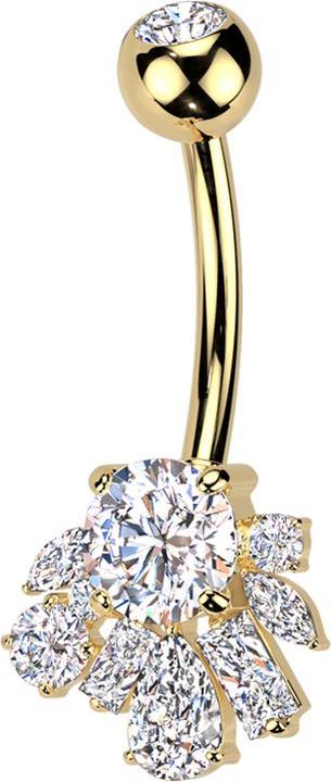 Actual product image Star Piercing Banane vergoldet mit Kugel Kristall silber und verschiedene Formen Kristalle silber (Brass, Titanium)
