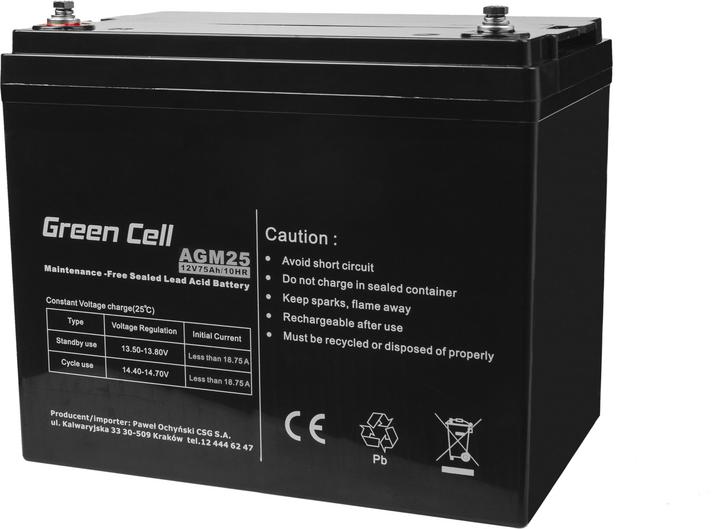 Actual product image GreenCell AGM Battery 12V (12 V, 75 Ah)