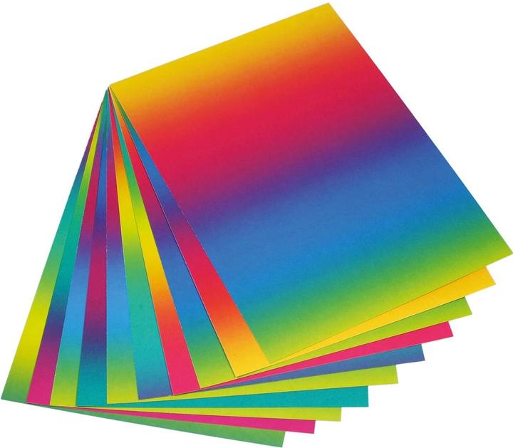 Image du produit Folia Chemise avec carton arc-en-ciel, brillant, imprimé sur les deux faces, 10 feuilles, 200 g/m2 (200 g/m², 10 x)