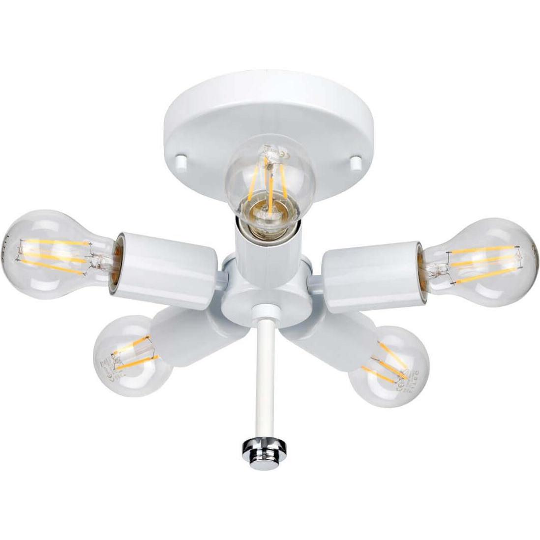 Thumbnail - Elstead Lighting, Wandleuchte + Deckenleuchte, Fletcher Deckenleuchte E27 5-fach 27cm Poliertes Chrom Elfenbein (E27)