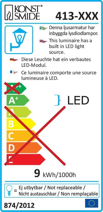 Label énergétique Konstsmide Applique murale d'extérieur à LED 20 W War (300 lm, IP54)