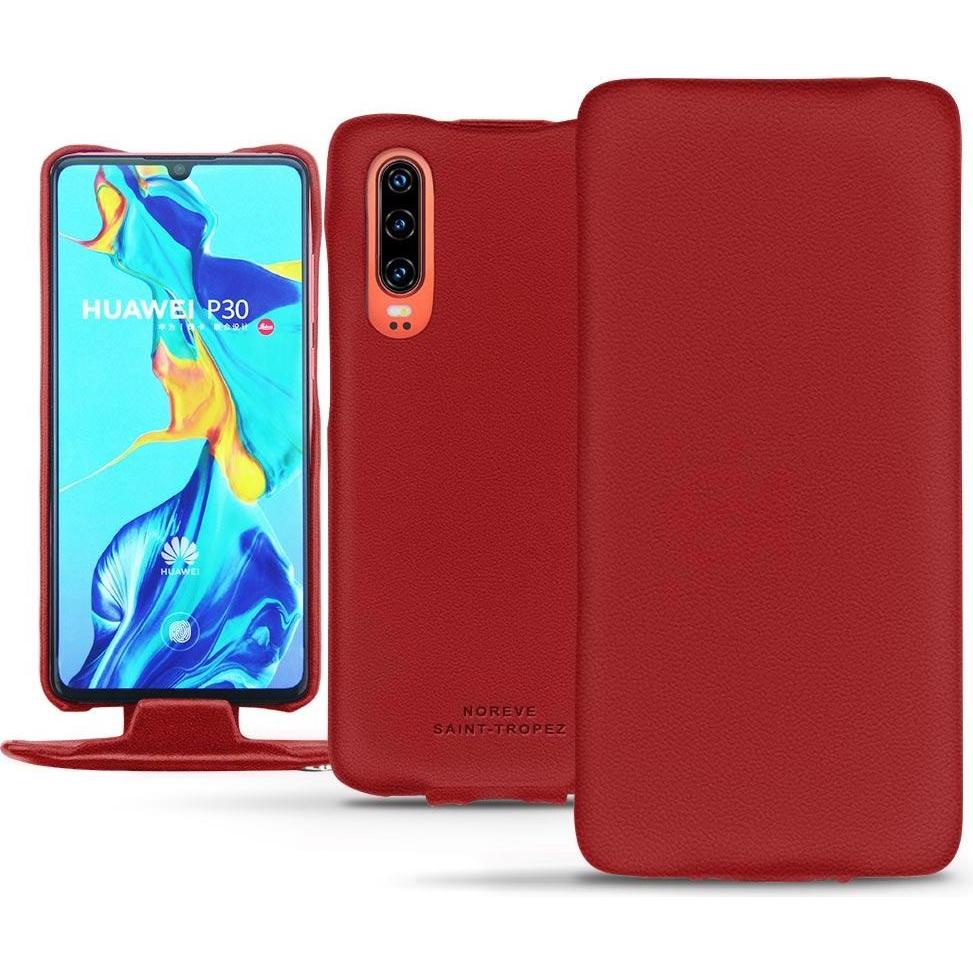Noreve Lederschutzhülle vertikal (Huawei P30), Smartphone Hülle, Rot