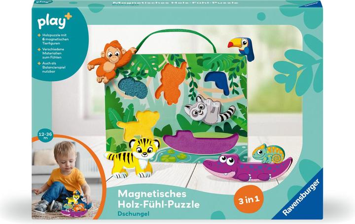 Productafbeelding Ravensburger Magnetisches Holz-Fühl-Puzzle: Dschungel (6 onderdelen)