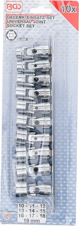 Produktbild BGS Kardangelenk-Einsatz-Satz Sechskant Antrieb Innenvierkant 10 mm (3/8") SW 10 - 19 mm 10-tlg. (19 mm)