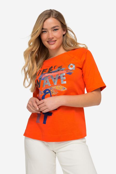 Image du produit Laurasøn T-Shirt, Schrift-Print, Halbarm mit Raffung, OEKO-TEX MIG (XXL)
