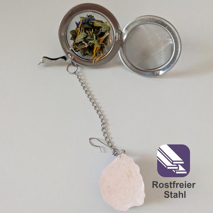 Actual product image Gewürzladen Näfels Teesieb mit Rosenquarz-Anhänger, Teeei, Teekugel, Gewürzsieb