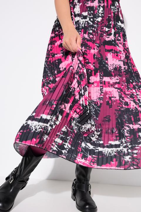 Immagine prodotto Ulla Popken gonna midi plissettata, stampa patchwork, taglio ad A, fascia elastica (50, 52)