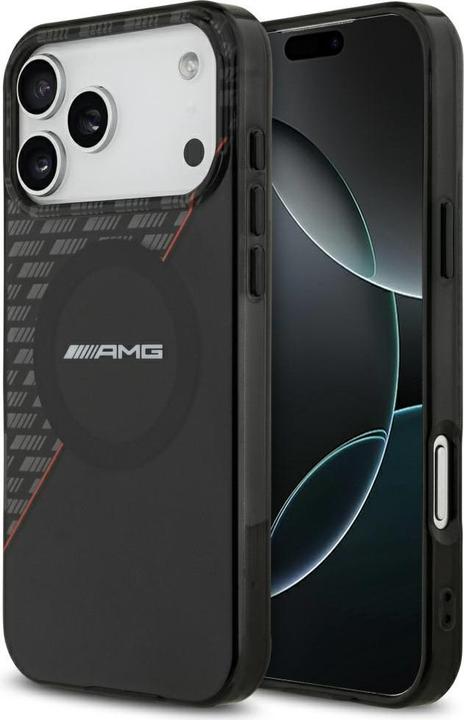 Actual product image Mercedes Case AMG Double Layer Transparent Rhombs MagSafe for iPhone 17 Pro Max black-red (Apple iPhone 17 Pro Max)