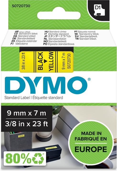 Produktbild Dymo juosta S0720730 (juoda ant geltonos) D1 tipo (0.90 cm, Gelb)