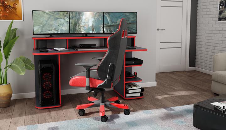Produktbild Homexperts FLYNN Schreibtisch Breite 160 cm, anthrazit mit roter Kante