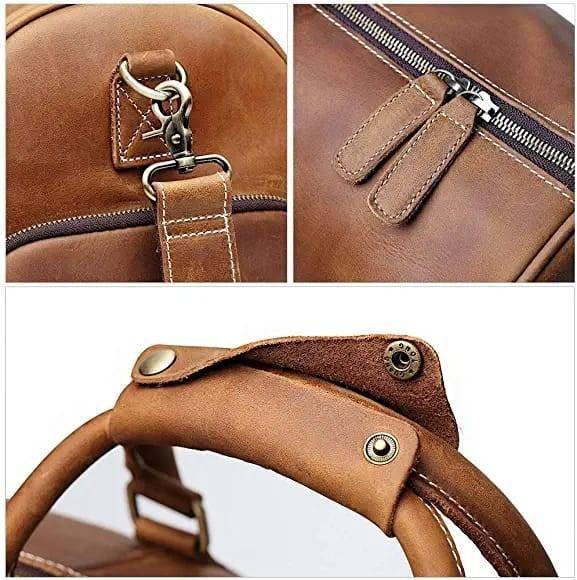 Produktbild Only-Bags.Store Vollnarbenleder Duffle Bag mit Schuhfach, Herrenreisetasche, Wochenendgepäcktasche, einzigartige