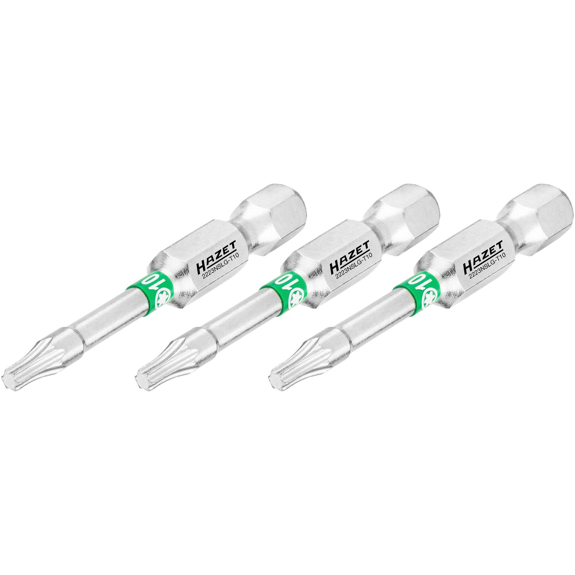 HAZET, Bits, Bit 2223NSLG-T10/3 ∙ Sechskant6,3 (1/4 Zoll) ∙ Innen TORX Profil ∙ T10 ∙ Anzahl Werkzeuge: 3… (T10)
