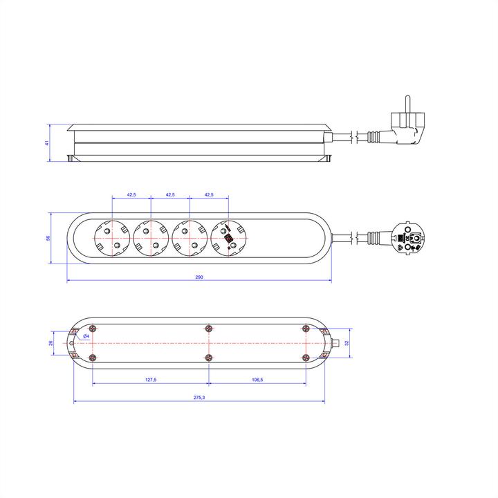 Immagine prodotto Bachmann Stromsteckleiste (4x, CEE 7/3, 1.50 m)
