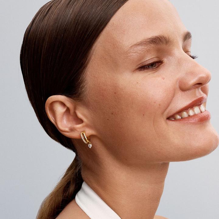 Image du produit Pandora Dangling Heart Hoop Earrings (Métal, Plaqué or)